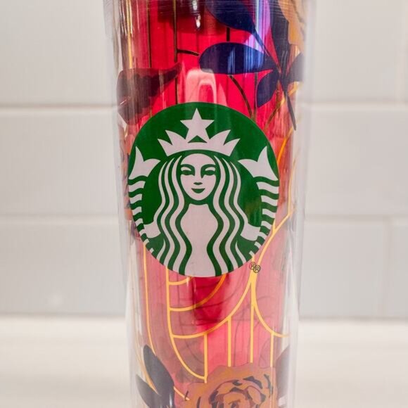 Limited Edition Starbucks 2020 Fall Plum Pink Rose Tumbler-16oz-Slide/Twist Top - Picture 2 of 9